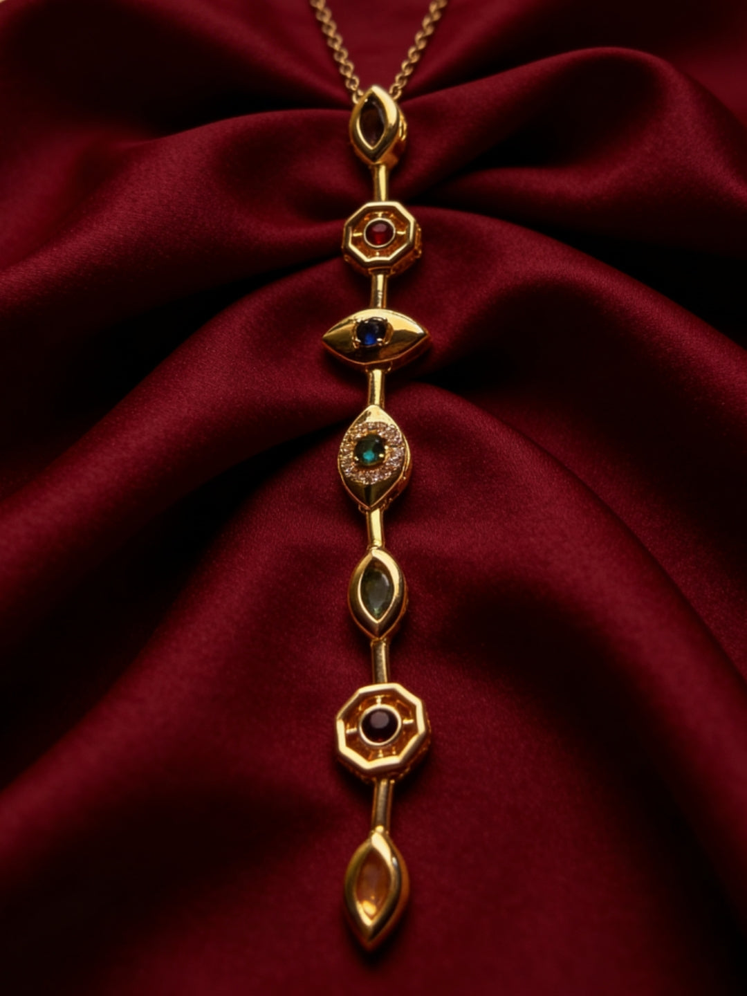Evil Eye Pastel Shades Necklace & Earrings Set – 18K Gold Plated