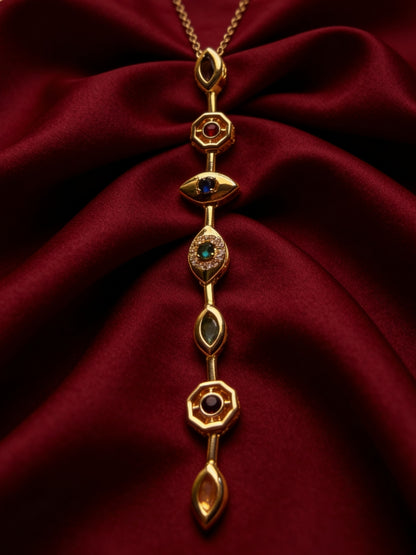 Evil Eye Pastel Shades Necklace & Earrings Set – 18K Gold Plated