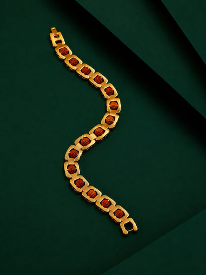 Rudraksha Bead Bracelet for Men – Thick 18K Gold Plated