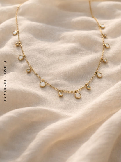 MOP & CZ Charms Gold Chain Necklace | Anti-Tarnish, Water-Resistant