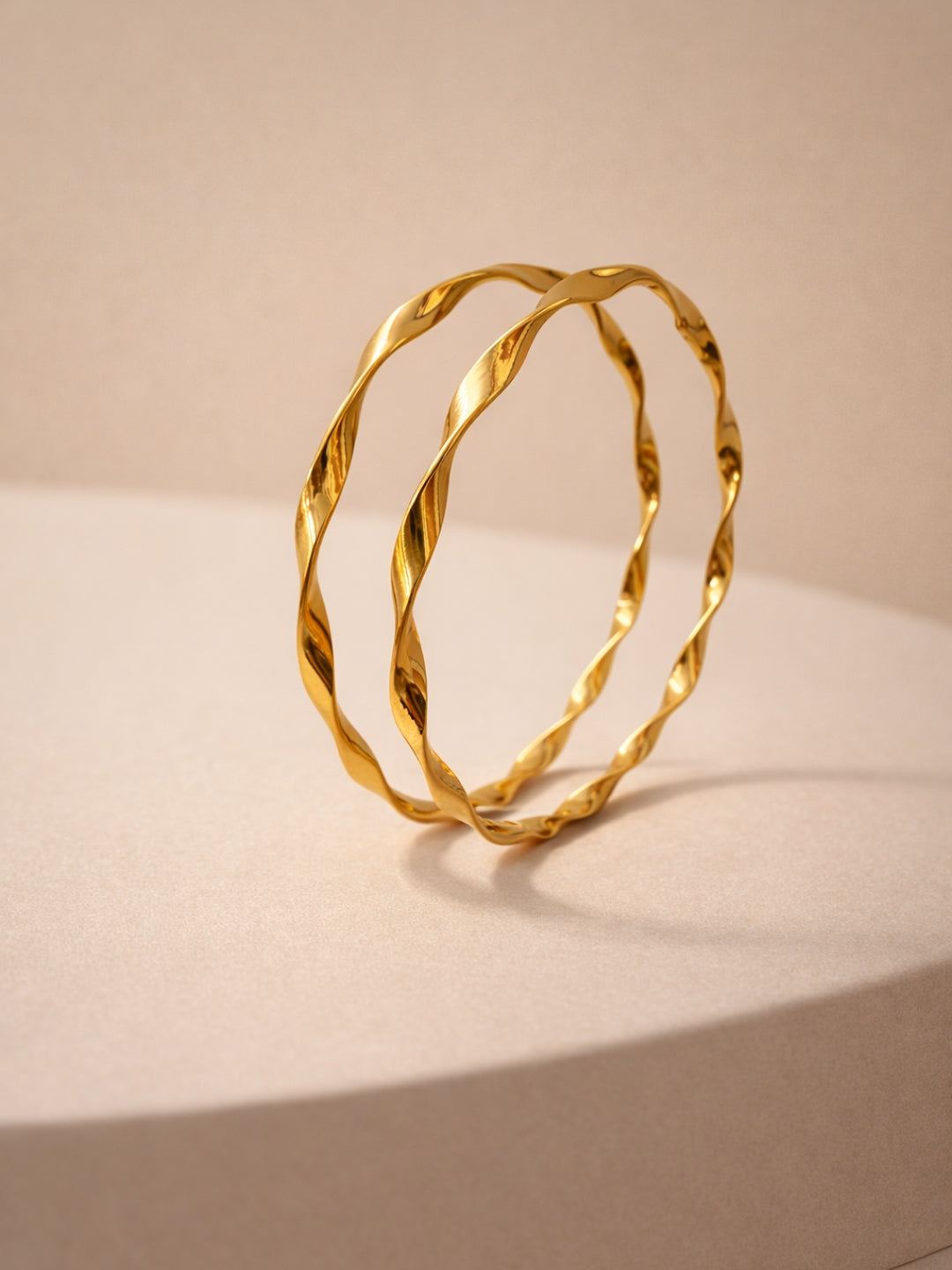 18K Gold Spiral Bangle – Anti Tarnish Stainless Steel Kada