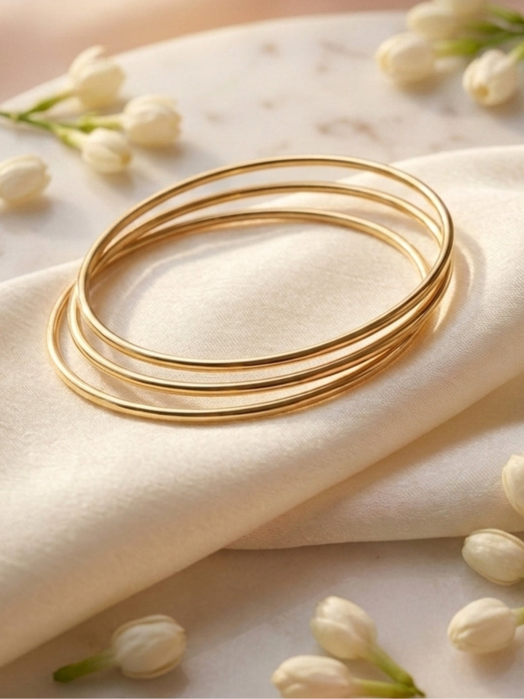 18K Gold Plated Barfi -Texture Stackable Bangles