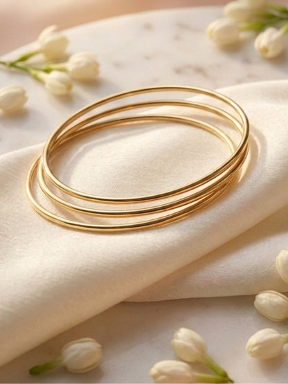 18K Gold Plated Barfi -Texture Stackable Bangles