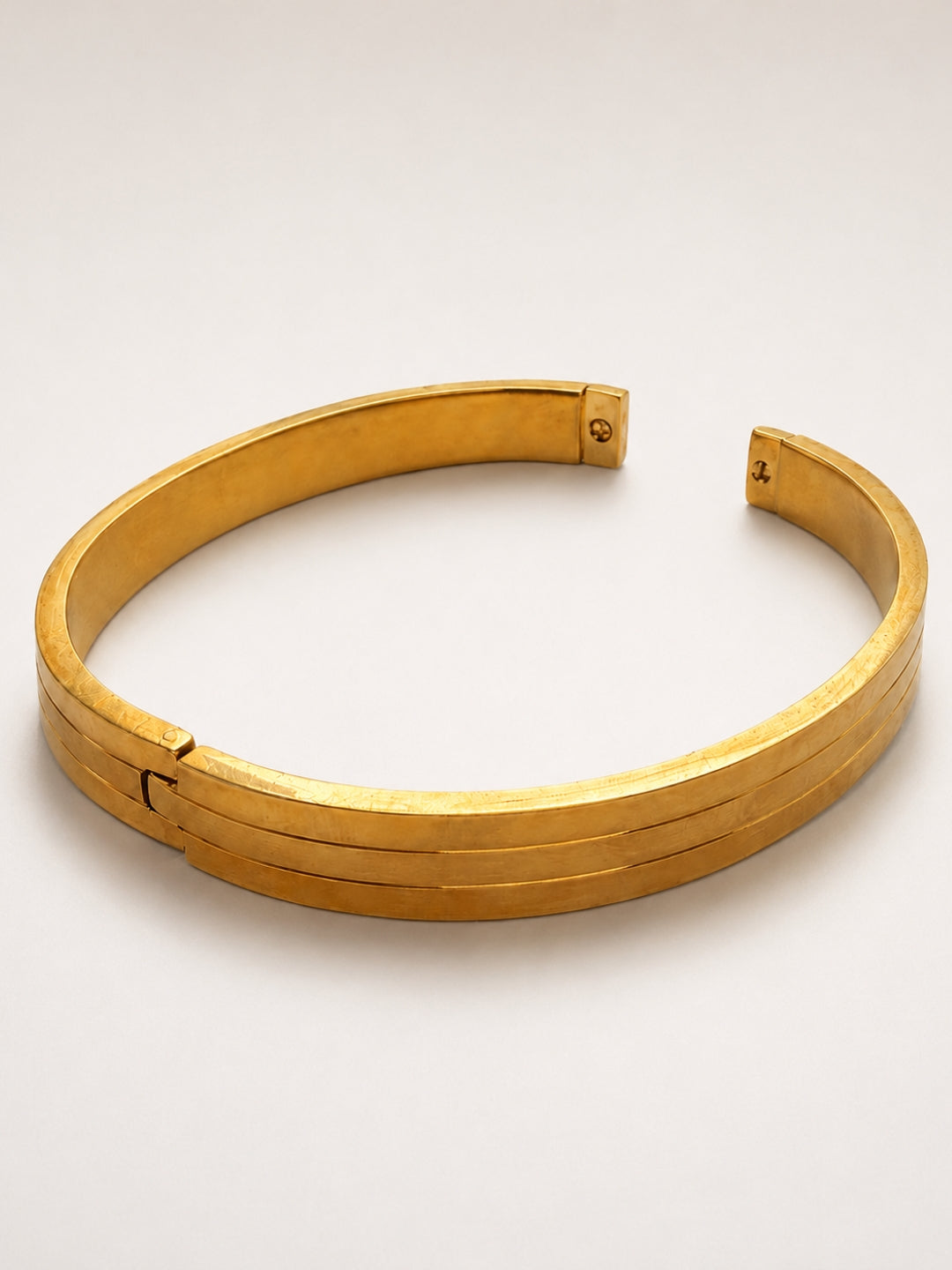 Ribbed Kada Bangle for Men, 18K Gold-Plated