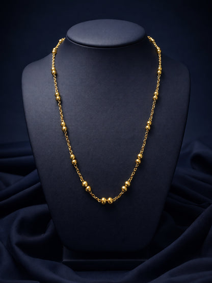 Slim Double Beaded Gold Neck Chain – Anti Tarnish, 18K Gold Plated