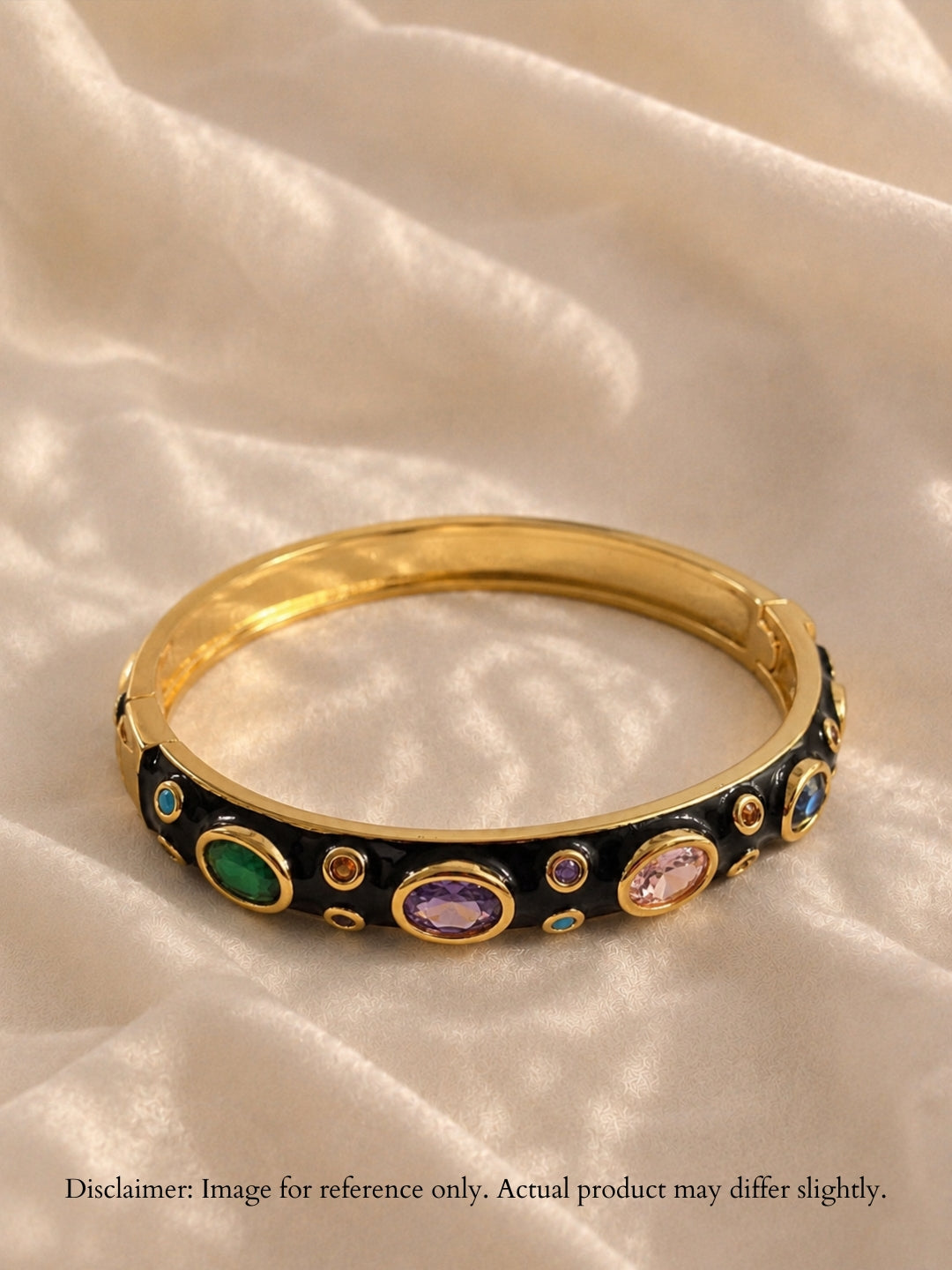 Nocturne Gemstone Bangle, 18K Gold-Plated
