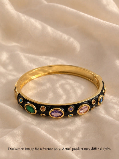 Nocturne Gemstone Bangle, 18K Gold-Plated