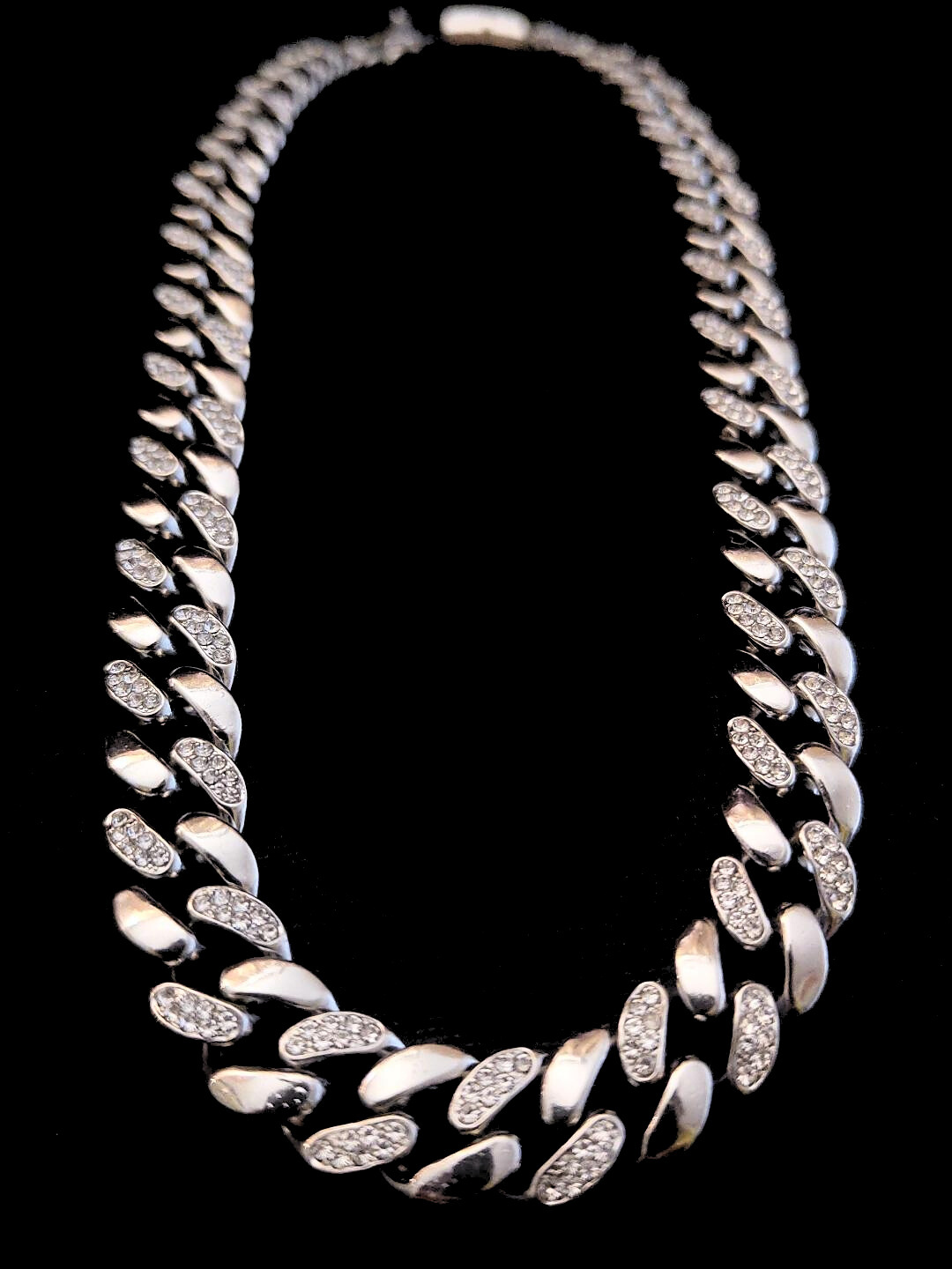 Iced Out Double-line Alternate Studded Cuban Chain