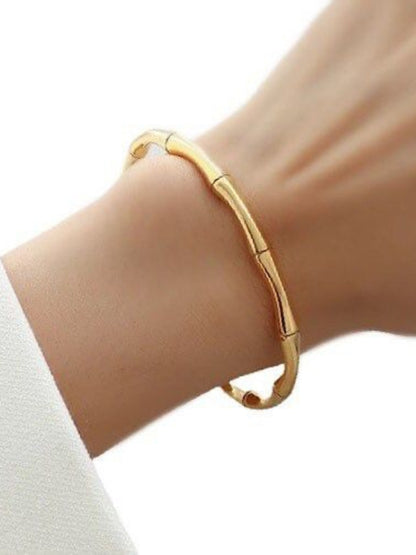 Bamboo Full Cuff Bracelet in 18K Gold | Anti-Tarnish, Everyday Jewelry