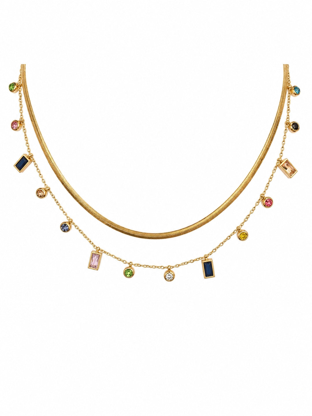 Multicolor Charm Layered Necklace Set