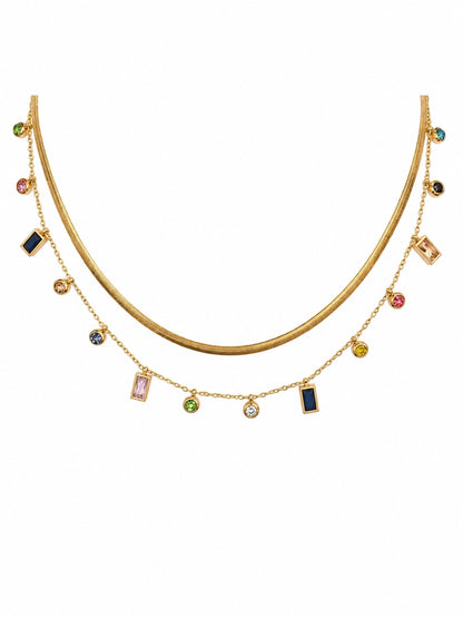 Multicolor Charm Layered Necklace Set
