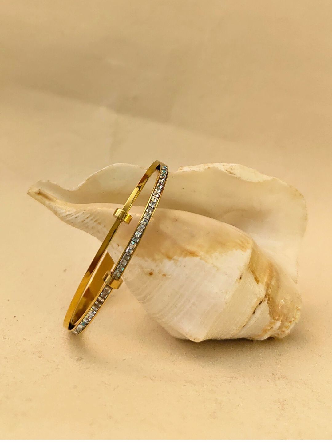 Double Line Studded Bracelet – 18K Gold Plated with Premium AD Stone