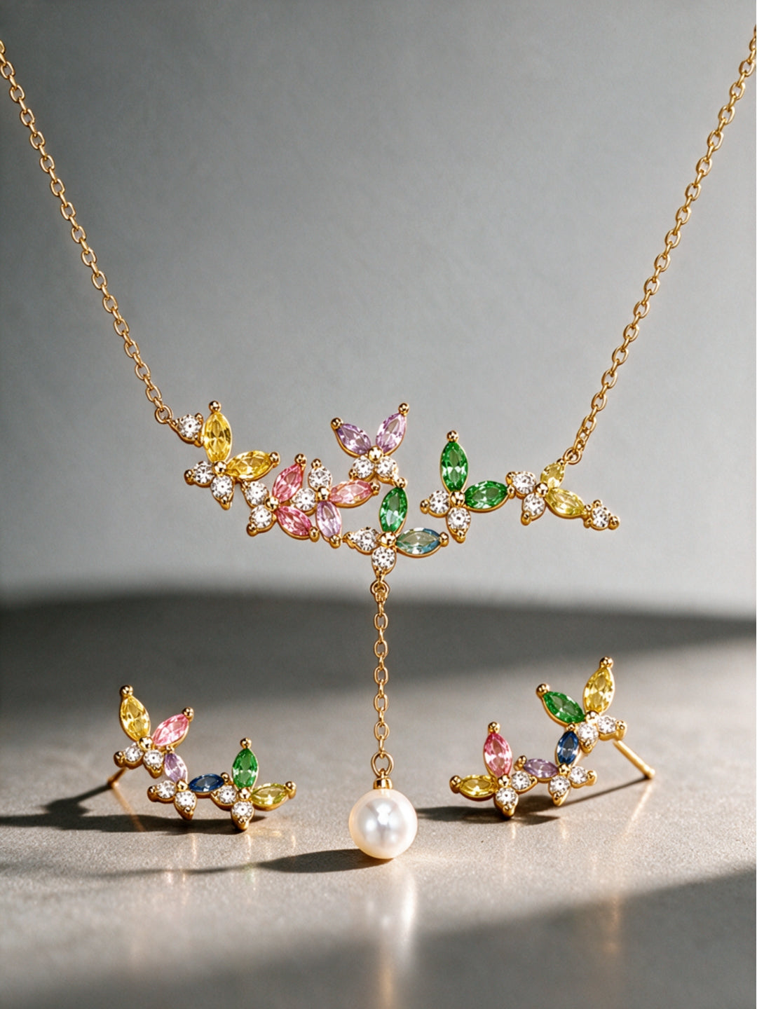 Butterfly Multicolor Necklace & Earring Set