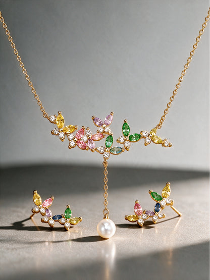 Butterfly Multicolor Necklace & Earring Set