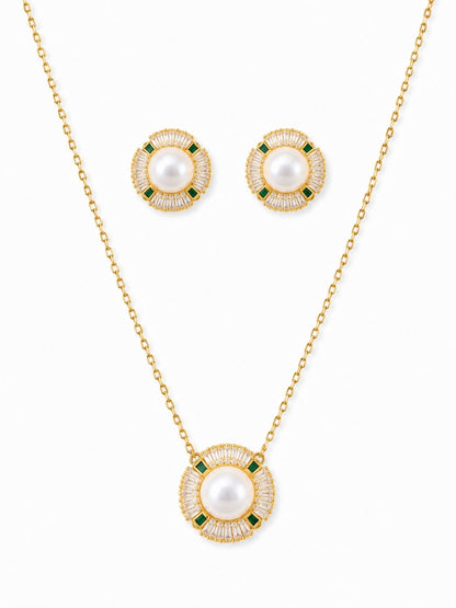 Girandola Pearl Baguette Necklace & Earring Set, view 7