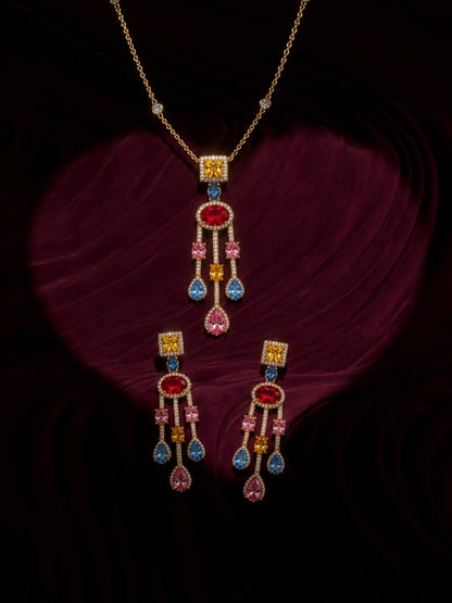 Cascata Multicolor Gold Plated Necklace & Earrings Set