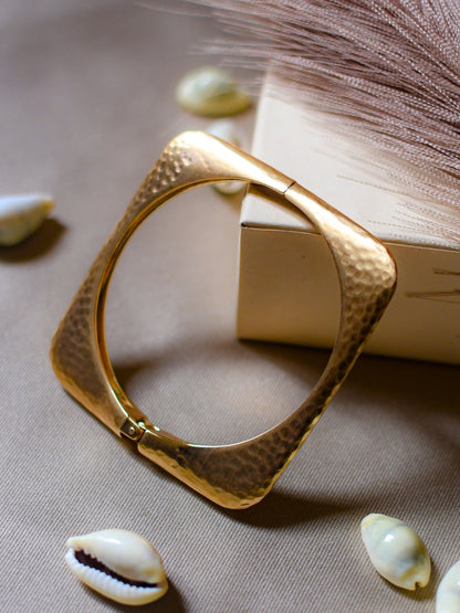 Artisanal Square Cuff – 18K Matte Gold Plated Bracelet