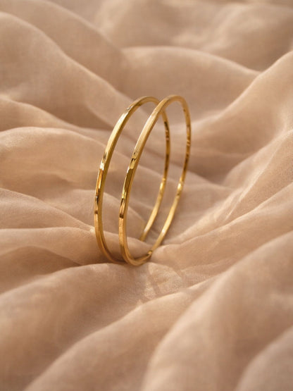 18K Gold Plated Twisted Stacking Bangles Set – Stainless Steel