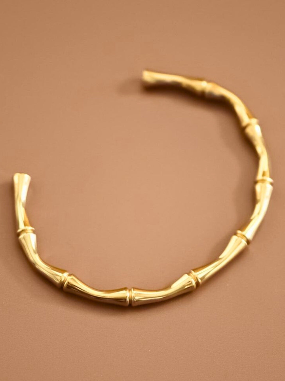 Bamboo Open Cuff Bracelet – 18K Gold Plated | Anti-Tarnish Daily Wear