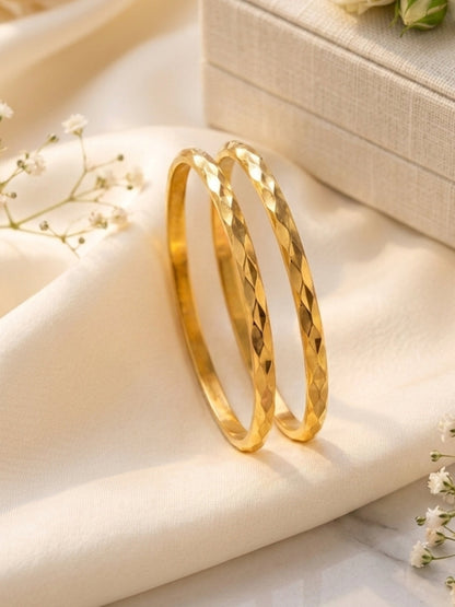 18K Gold Plated Hammered Stackable Bangle Set for Women