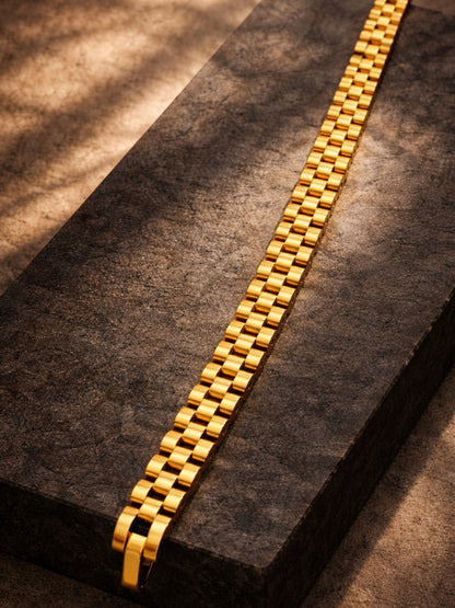 Gold Watch Strap Style Bracelet for Men – 18K Gold Plated