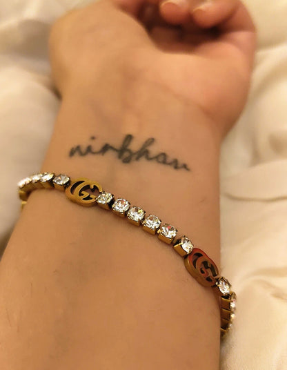 Brand inspired Fully Studded Chain Bracelet