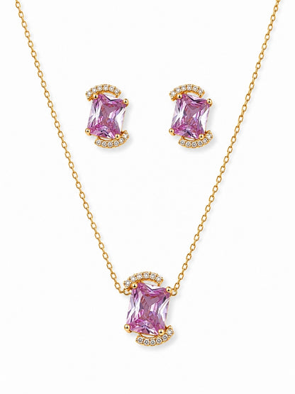 Amelie Amethyst Crystal Pendant Set — 18K Gold Plated