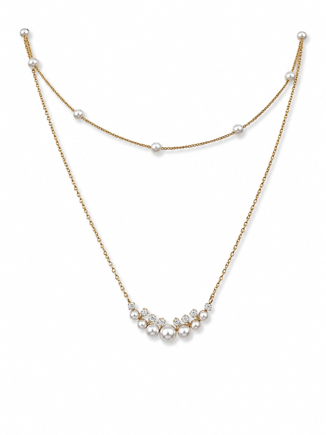 Layered Pearl Necklace Set (Set of 2) | 18K Gold Plated Stainless Steel