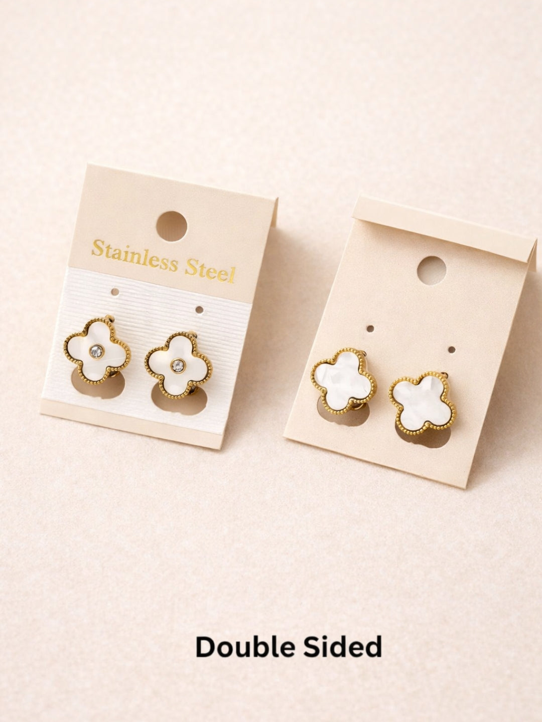Clover Gold Hoops with CZ & MOP – 18K Plated