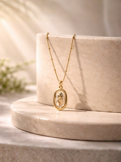 Rose MOP Gold Pendant Chain – Anti Tarnish Stainless Steel Necklace