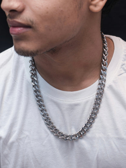 Chunky Silver Statement Chain 13mm – Luxe Stainless Steel Necklace for Men