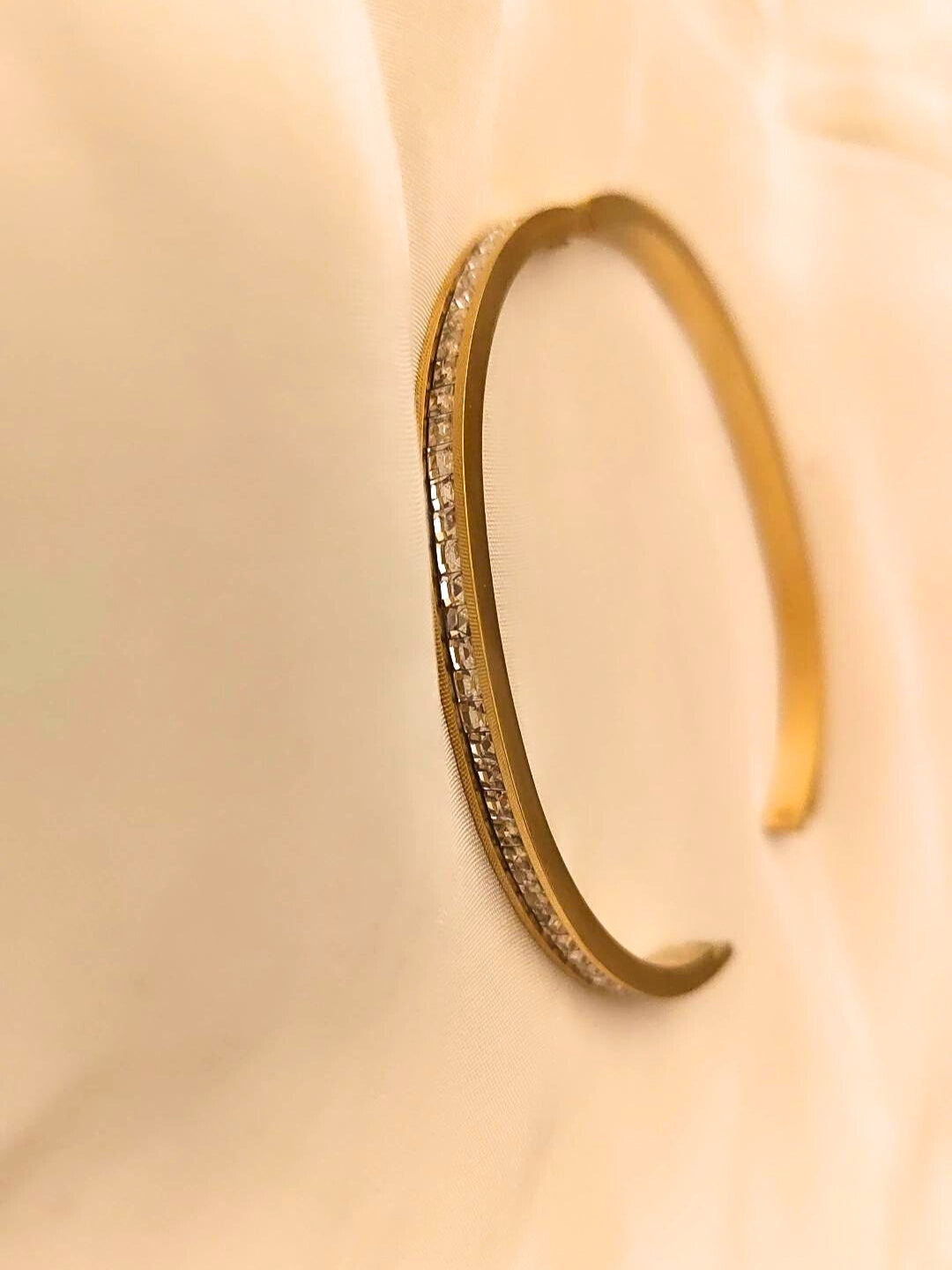 Elegant AD Studded Bracelet – 316L Stainless Steel | Gold Finish