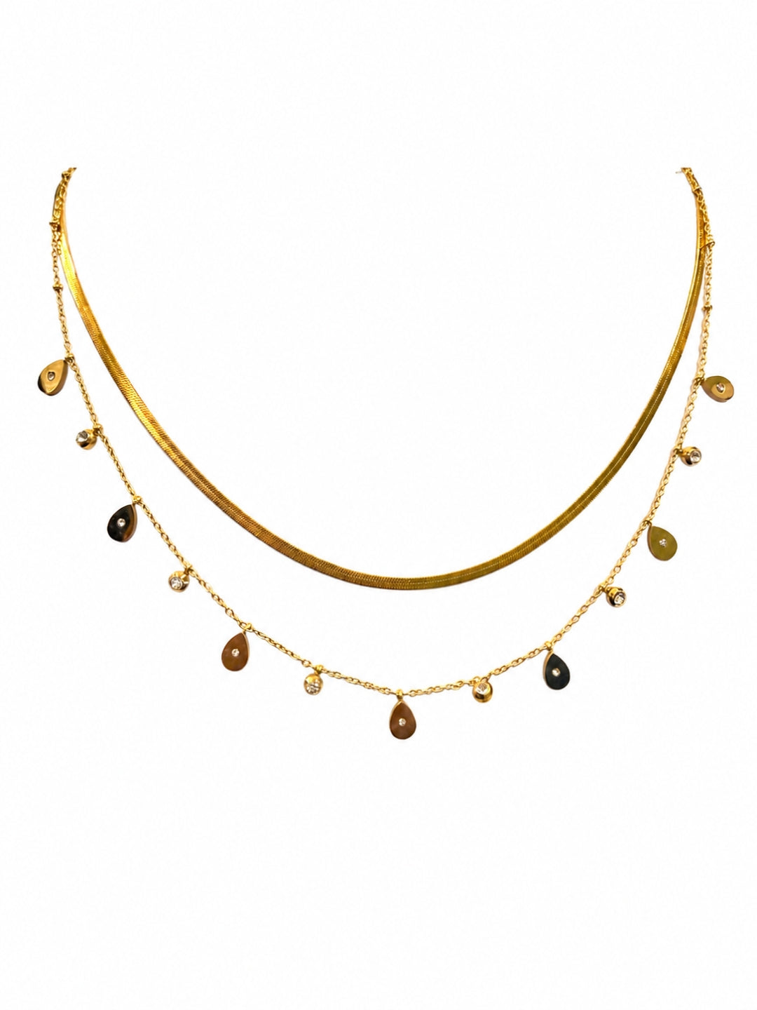 Multicolor Drop Layered Necklace Set – Combo of 2