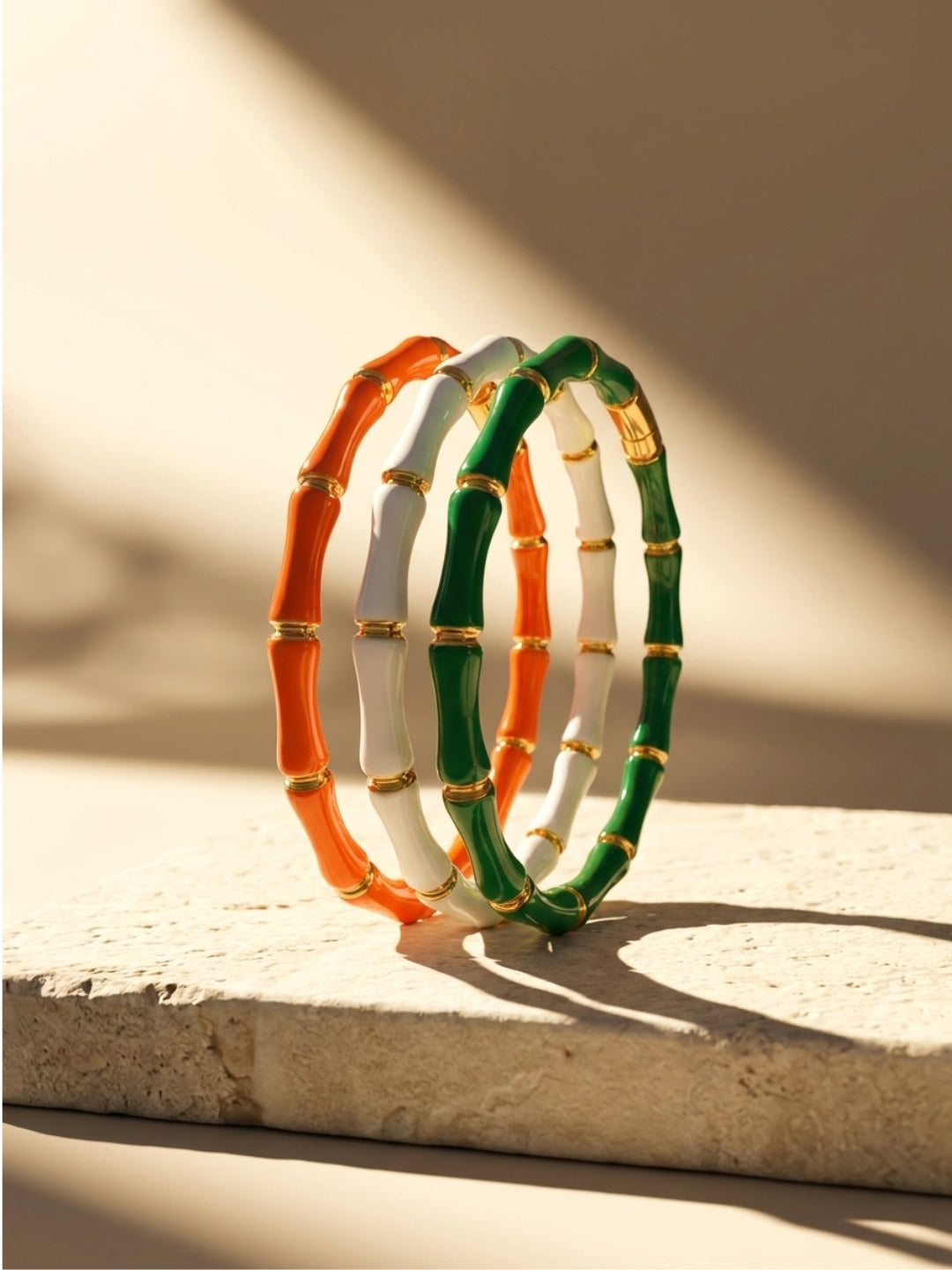 Tiranga Bamboo Bracelet Stack – Set of 3