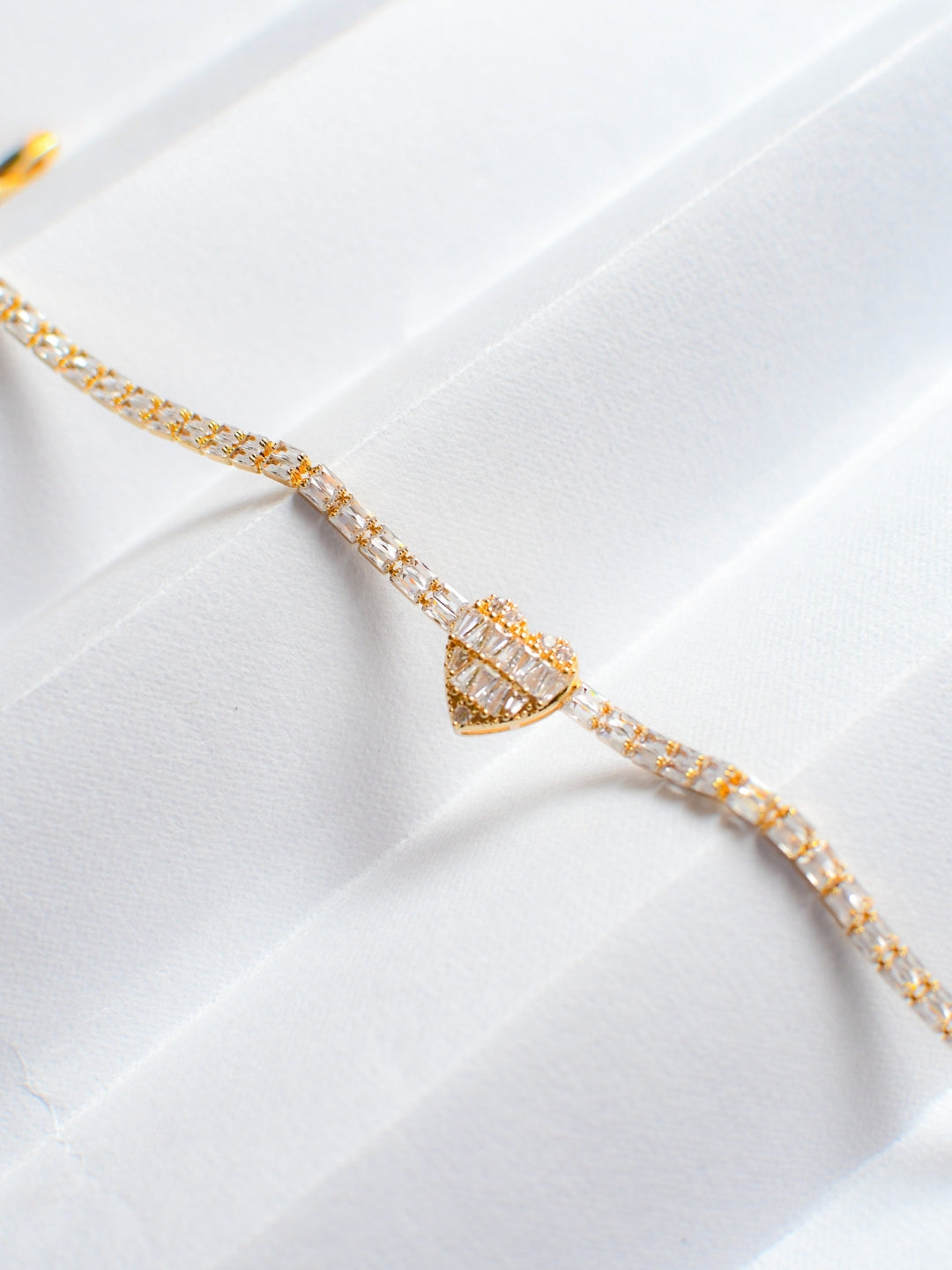 Heart Moissanite Tennis Bracelet – 18KT Gold Plated