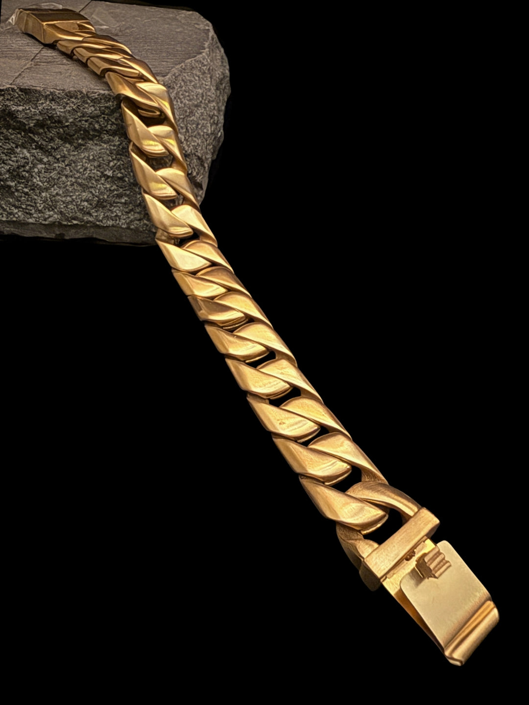 Matte Gold Chunky Cuban Link Bracelet for Men | Stainless Steel