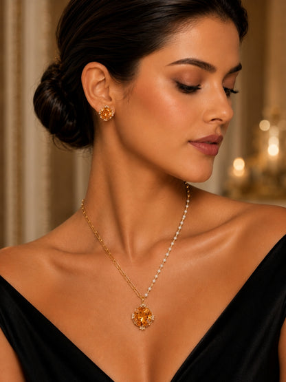 Adeline Champagne Crystal Pendant Set, view 8