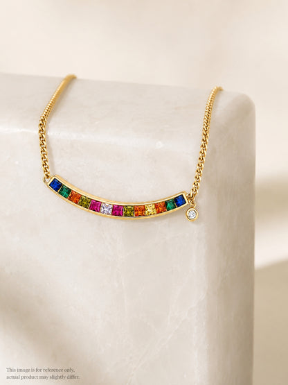 Spettro Rainbow Bar Necklace & Huggie Hoop Set, 18K Gold-Plated