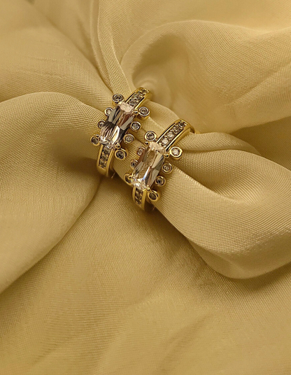 Single Stone Gold Hoops