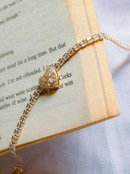 Heart Moissanite Tennis Bracelet – 18KT Gold Plated