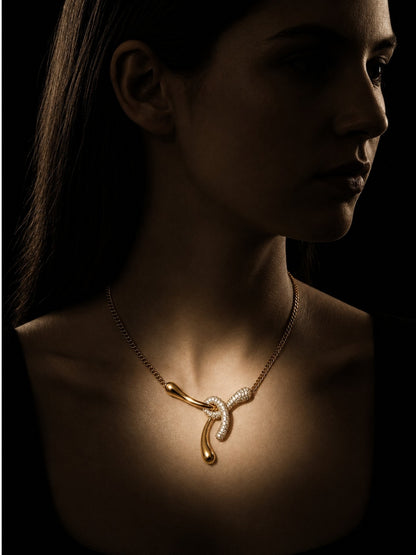 Nodo Two-Tone Knot Necklace & Earring Set, 18K Gold-Plated