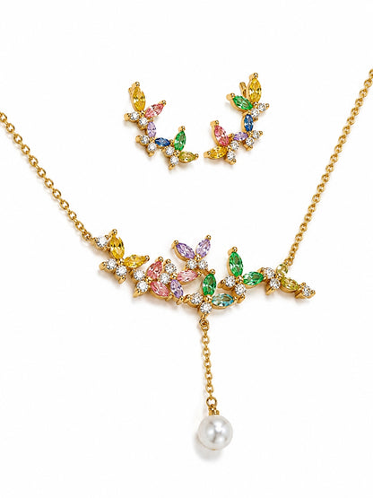 Butterfly Multicolor Necklace & Earring Set