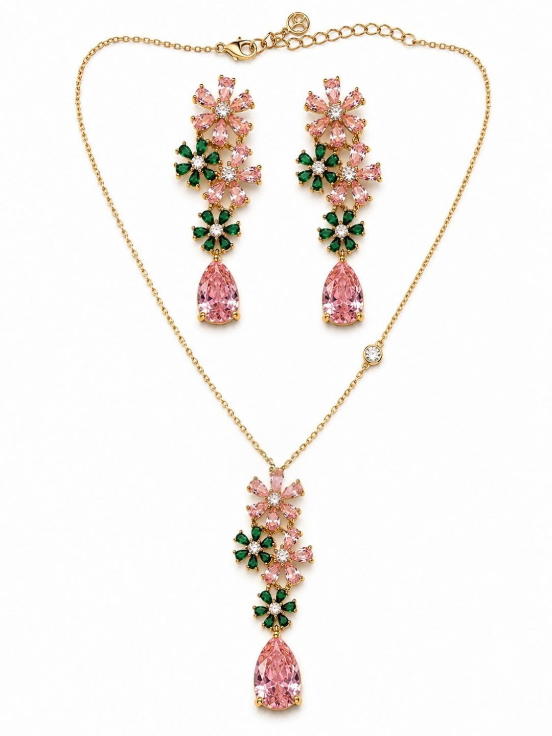 Roseto Floral Cluster Necklace & Earring Set, 18K Gold-Plated