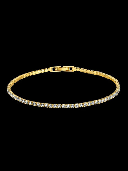 2mm Slim Gold Tennis Bracelet – CZ Diamond Stackable Bracelet