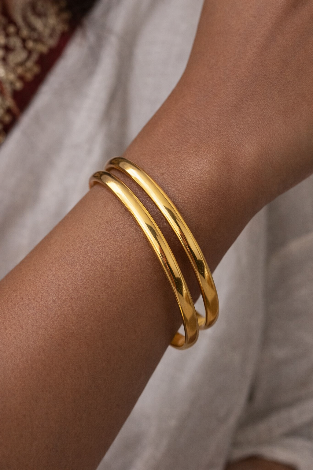 18K Gold Plain Thick Bangle – Stainless Steel Kada