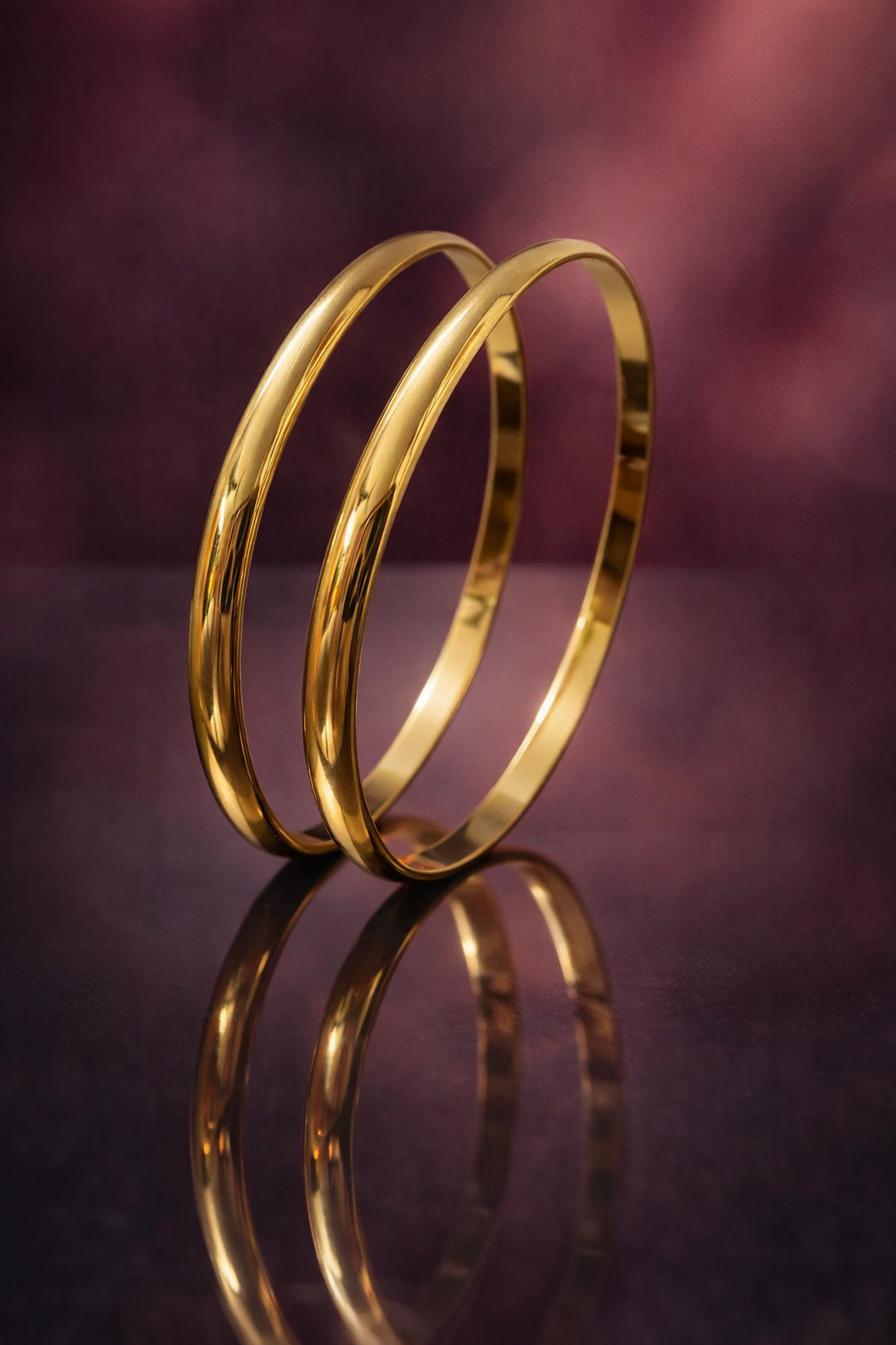 18K Gold Plain Thick Bangle – Stainless Steel Kada