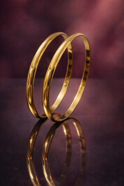 18K Gold Plain Thick Bangle – Stainless Steel Kada
