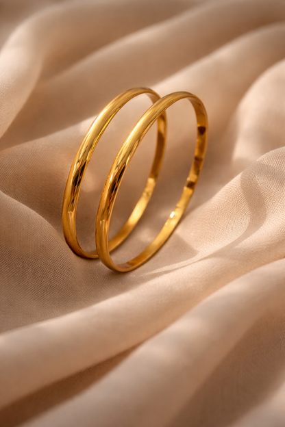 18K Gold Plain Thick Bangle – Stainless Steel Kada