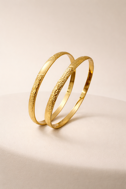 18K Gold Plated Sculptural Bangles – CZ | Anti-Tarnish