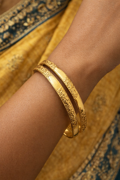18K Gold Plated Sculptural Bangles – CZ | Anti-Tarnish